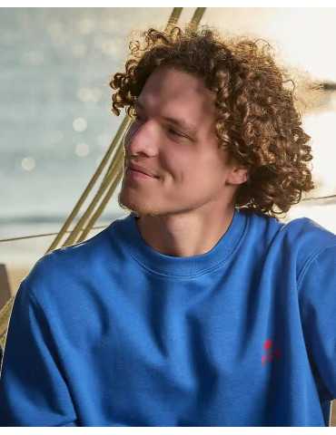 Sweat DARÜ “Tu mords ou tu files ?” bleu océan – illustration poisson & hameçon 2