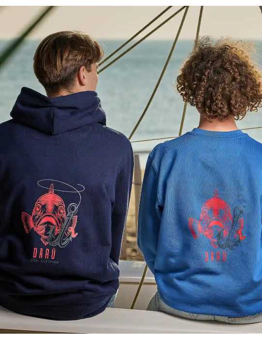 Vue dos – sérigraphie poisson hameçon, style marin vendéen