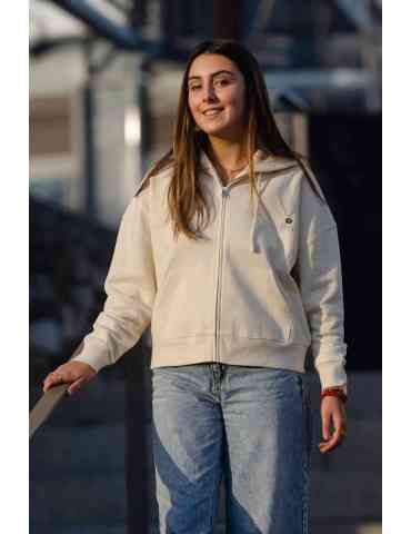 Sweat floral daru zippé devant petit logo bi couleur