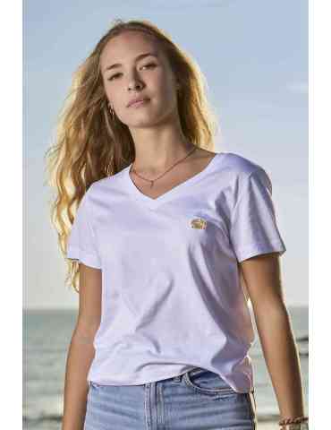 Tee shirt col V kaki porté sur la plage de la normandelière à Brétignolles sur mer 2