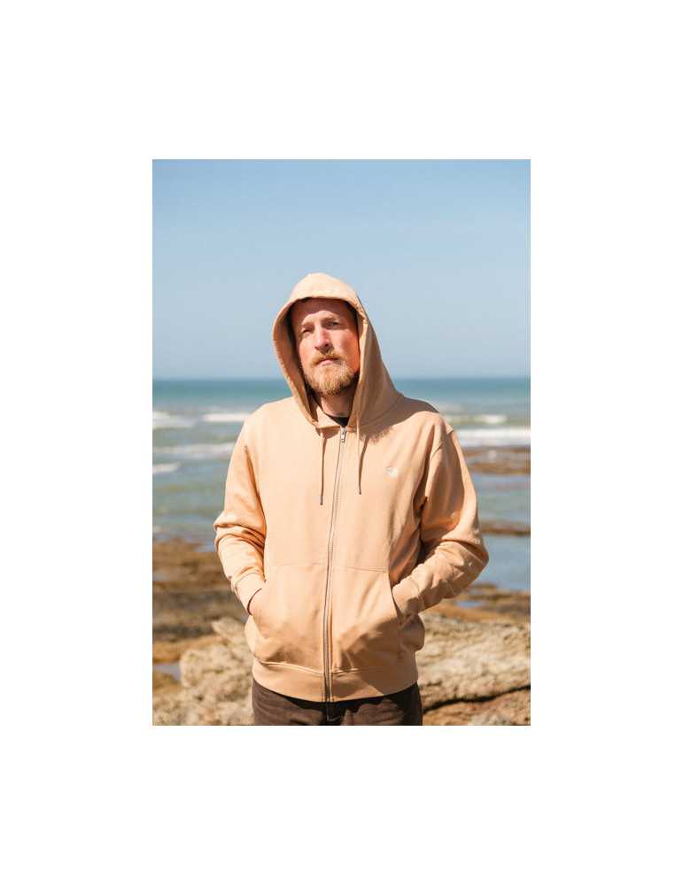 Sweat zippé unisexe DARÜ en coton bio – crabe brodé côté cœur