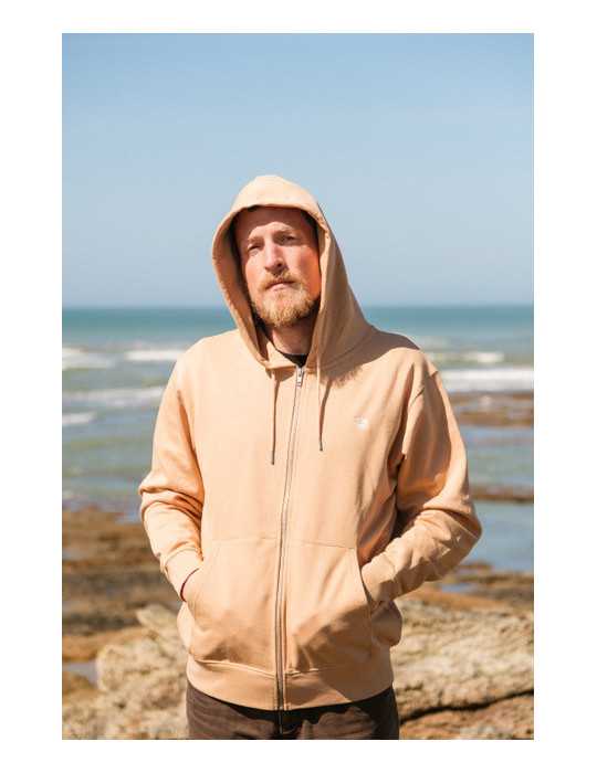 Sweat zippé unisexe DARÜ en coton bio – crabe brodé côté cœur