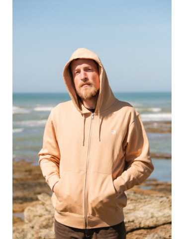 Sweat zippé unisexe DARÜ en coton bio – crabe brodé côté cœur