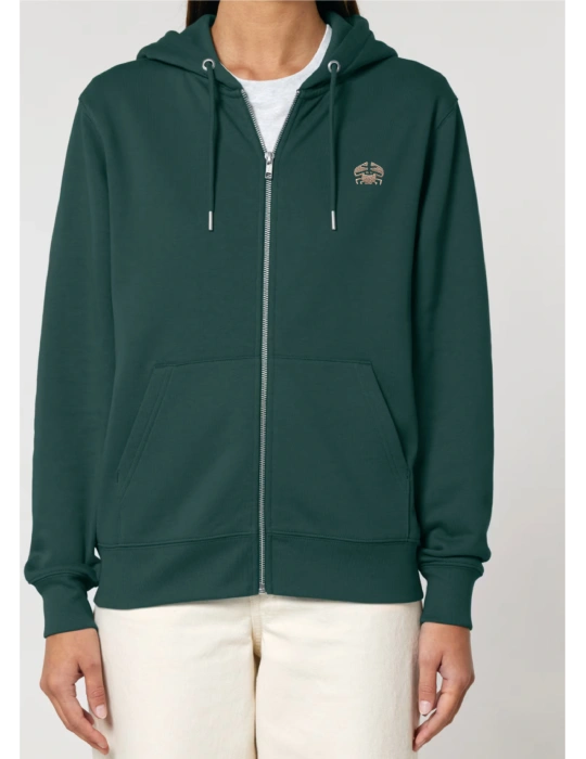 Sweat zippé brodé en coton bio – DARÜ Local Clothing | Mode éthique vendéenne