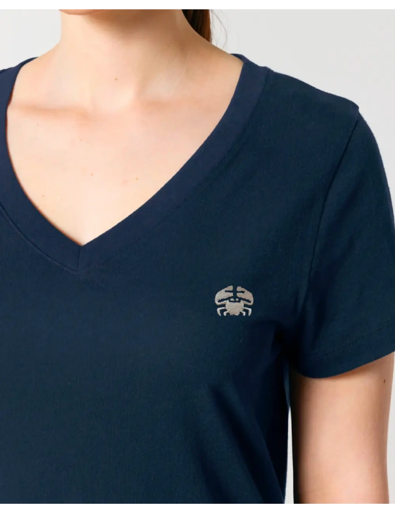Tee-shirt femme col V coton bio – Broderie Vendée DARÜ